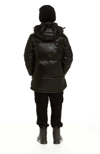 Shop Andy & Evan Kids' Galactic Reversible Hodded Puffer Jacket In Deep Space Black