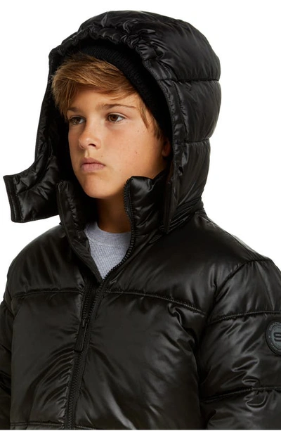 Shop Andy & Evan Kids' Galactic Reversible Hodded Puffer Jacket In Deep Space Black