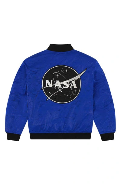 Shop Andy & Evan Kids' Apollo Reversible Bomber Jacket In Astronaut Blue