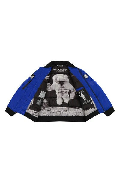 Shop Andy & Evan Kids' Apollo Reversible Bomber Jacket In Astronaut Blue