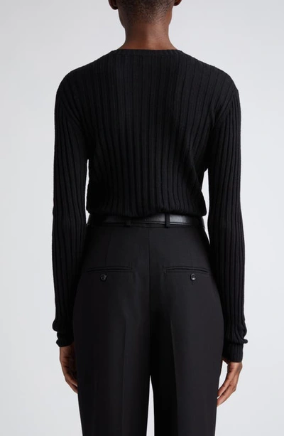 Shop Totême Merino Wool Blend Rib Sweater In Black