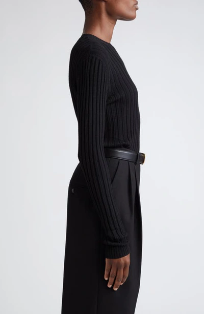 Shop Totême Merino Wool Blend Rib Sweater In Black