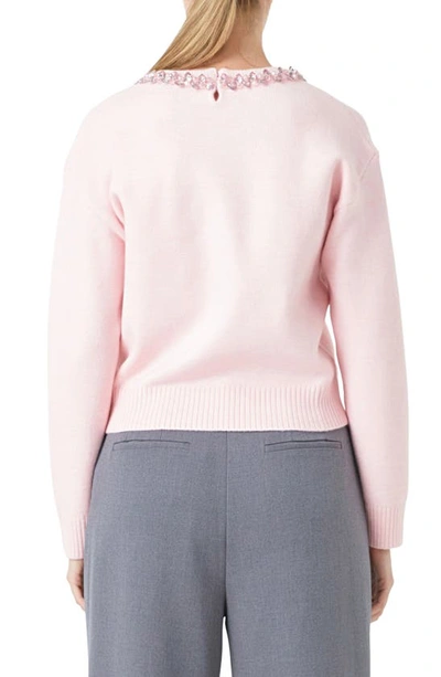 Shop Endless Rose Embellished Crewneck Sweater In Light Pink