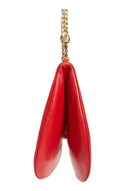 Shop Moschino Folded Heart Leather Shoulder Bag In A0116 Red