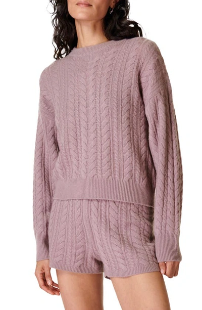 Shop Sweaty Betty Cable Recycled Cashmere Blend Sweater In Dusk Pink
