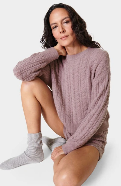 Shop Sweaty Betty Cable Recycled Cashmere Blend Sweater In Dusk Pink