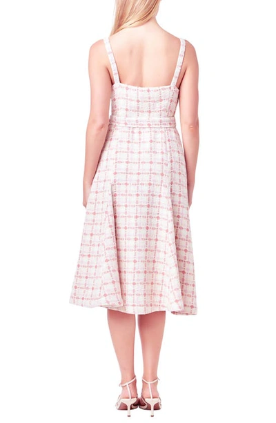 English Factory Belted Midi Dress In Pink Multi In Pink Multi