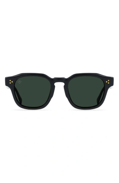 Shop Raen Rune Polarized Square Sunglasses In Recycled Black/ Green Polar