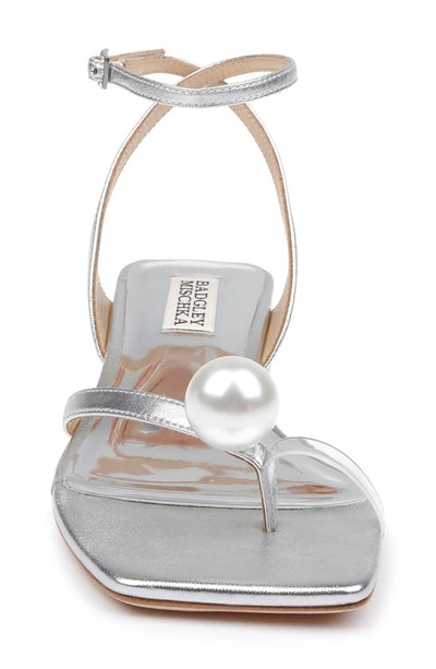 Shop Badgley Mischka Lola Ankle Strap Sandal In Silver Metallic