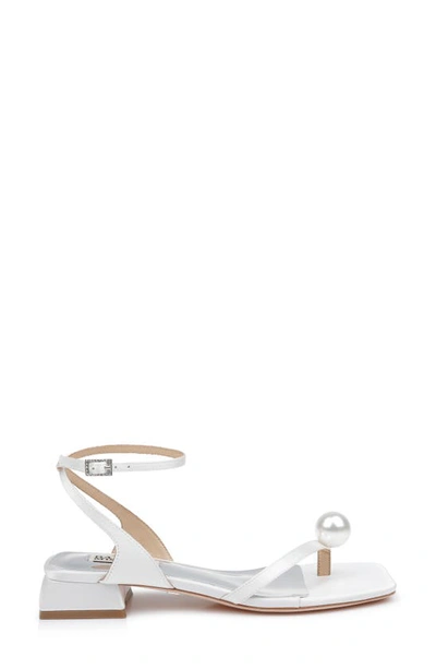 Shop Badgley Mischka Collection Lola Ankle Strap Sandal In White Satin