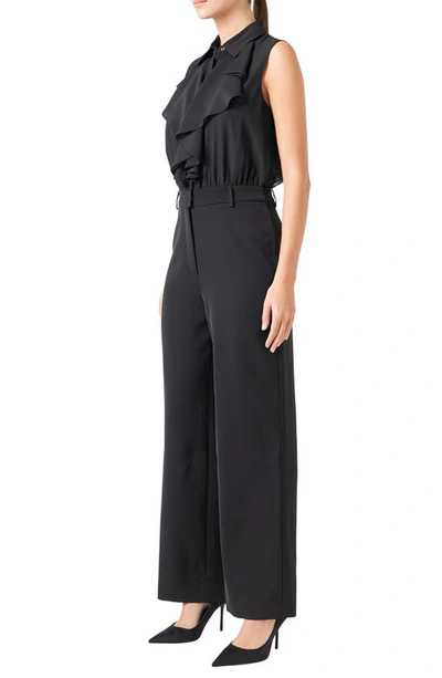 Endless Rose Ruffle Sleeveless Jumpsuit In Black