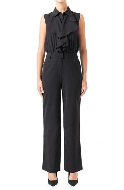 Endless Rose Ruffle Sleeveless Jumpsuit In Black