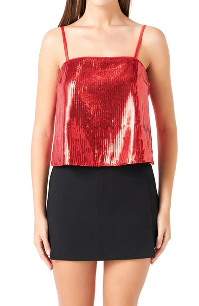 Shop Endless Rose Sequin Crop Camisole In Red