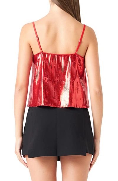 Endless Rose Sequin Crop Camisole In Red