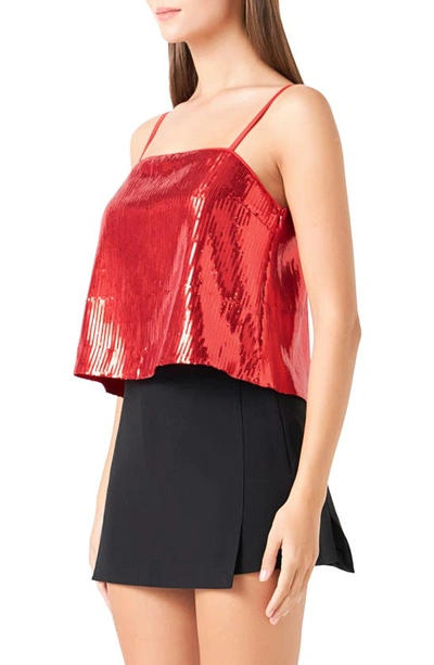 Endless Rose Sequin Crop Camisole In Red