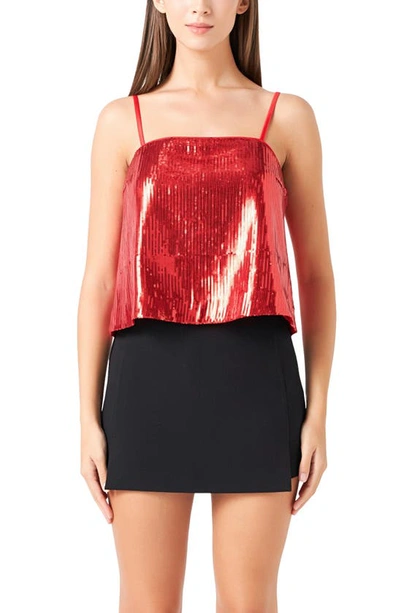 Endless Rose Sequin Crop Camisole In Red