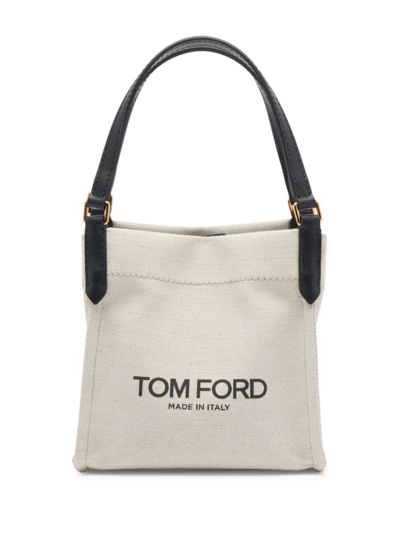 Shop Tom Ford Women's Small Amalfi Canvas Tote Bag In Rope Black