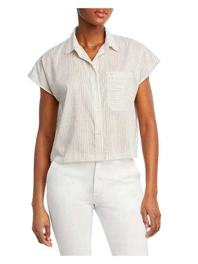 Shop Atm Anthony Thomas Melillo Womens Striped Collared T-shirt In White