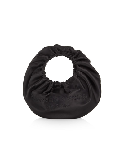 Shop Alexander Wang Women's Crescent Small Satin Top-handle Bag In Black