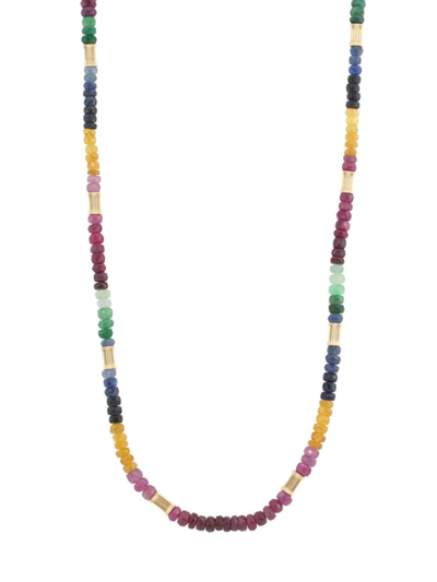 Shop Jia Jia Women's Arizona 14k Yellow Gold & Multicolored Sapphire Beaded Necklace