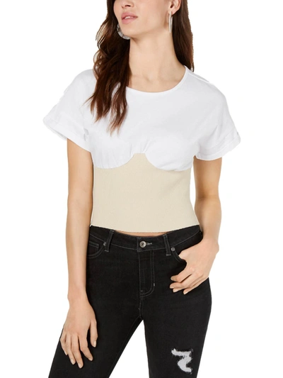 Shop Kendall + Kylie Womens Seamed Cuff Sleeves Corset Top In White