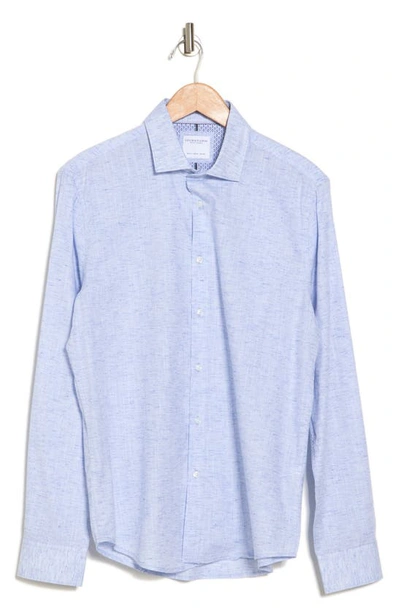 Shop Denim And Flower Mélange Woven Cotton & Tencel® Lyocell Button-up Shirt In Blue