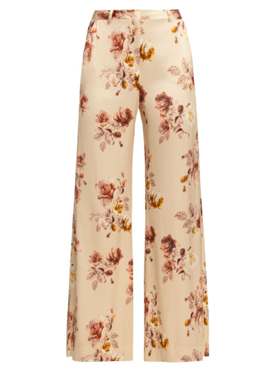 Shop L Agence Women's Pilar Floral Wide-leg Pants In Buff Multi Tonal Rose Floral