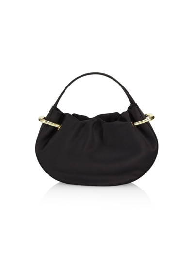 Shop Ulla Johnson Women's Mini Tilda Ruched Metallic Leather Top-handle Bag In Noir