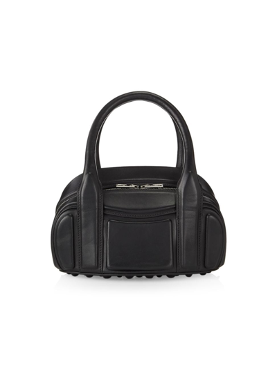 Shop Alexander Wang Women's Small Roc Leather Top-handle Bag In Black