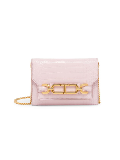 Shop Tom Ford Women's Mini Whitney Crocodile-embossed Leather Shoulder Bag In Pastel Pink