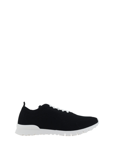 Kiton Perforated Fabric Slip-on Sneakers In Nero
