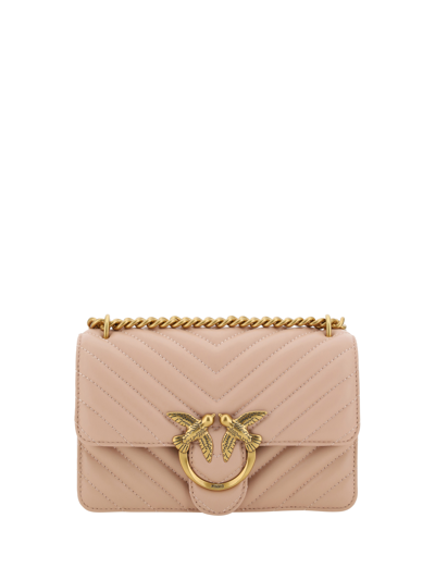 Shop Pinko Mini Love Shoulder Bag In Cipria-antique Gold