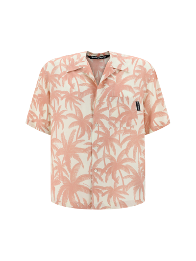 Shop Palm Angels Shirt In Off White Pink