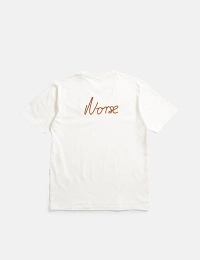 Shop Norse Projects Johannes Chain Stitch Logo T-shirt (organic) In Ecru