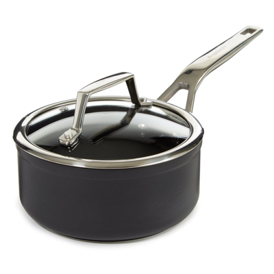Shop Berghoff Essentials Non-stick Hard Anodized 6.25" Saucepan 1.3qt. With Glass Lid, Black