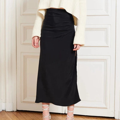 Shop Faith Connexion Slit Draped Long Skirt In Black