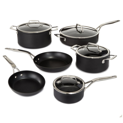 Shop Berghoff Essentials 10pc Non-stick Hard Anodized Cookware Set With Glass Lid, Black