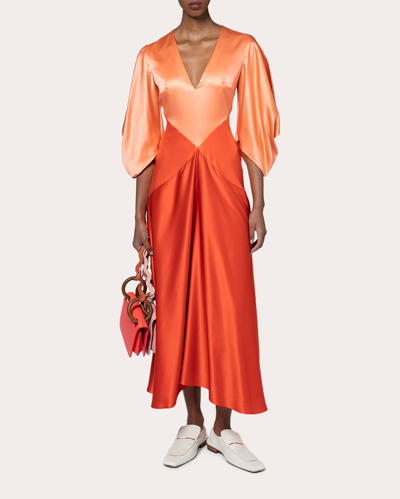 Shop Roksanda Women's Gaia Dress In Dusty Orange/tangerine/amarylis