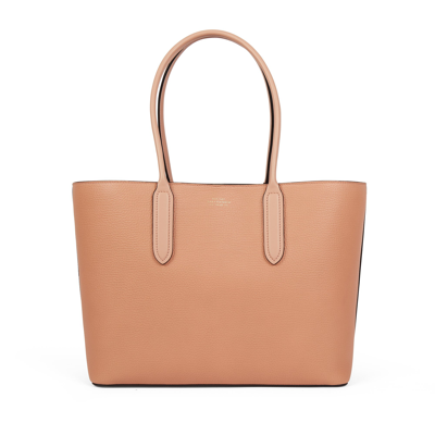 Shop Smythson East West Tote Bag In Ludlow In Blush