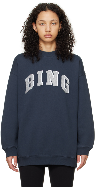 Shop Anine Bing Navy Tyler 'bing' Sweatshirt