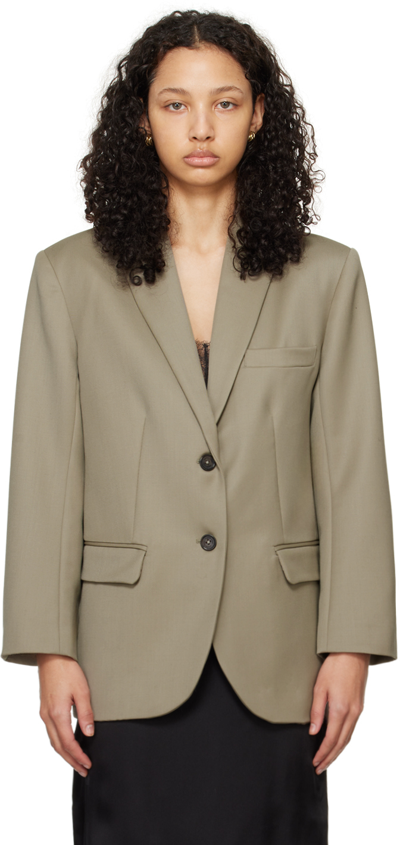 Shop Anine Bing Khaki Quinn Blazer In Green