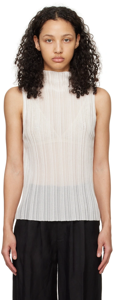 Anine Bing Jennie Roll-neck Knitted Sleeveless Tank Top In White