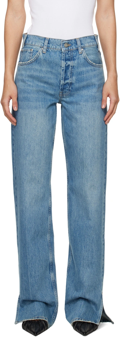 Shop Anine Bing Blue Roy Jeans In Washed Blue