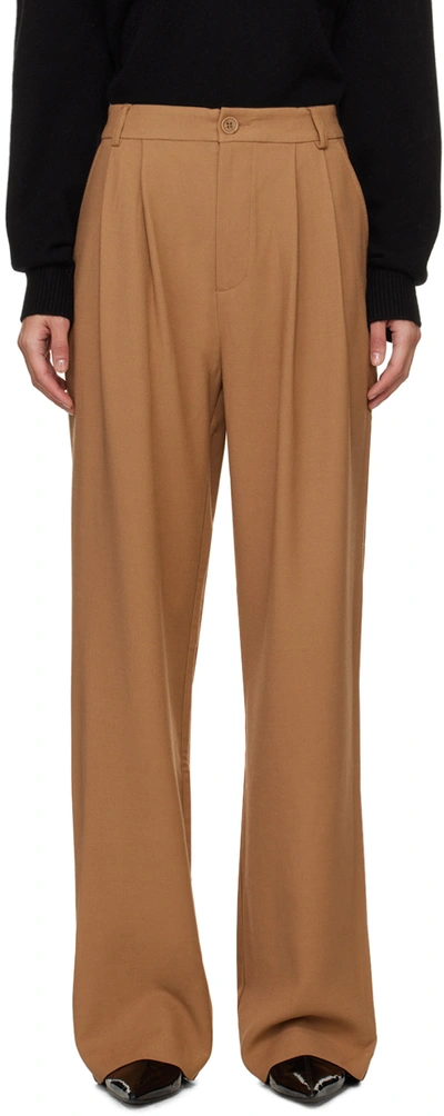 Shop Anine Bing Tan Carrie Trousers In Brown