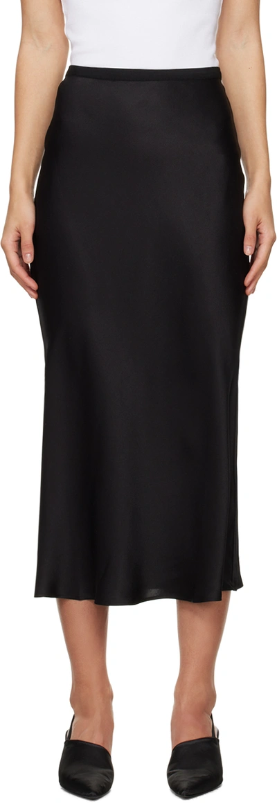 Anine Bing Black Silk Bar Mid-length Skirt In Black