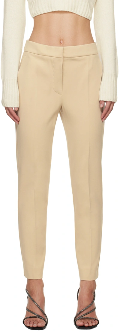 Shop Max Mara Beige Pegno Trousers In 50 Beige