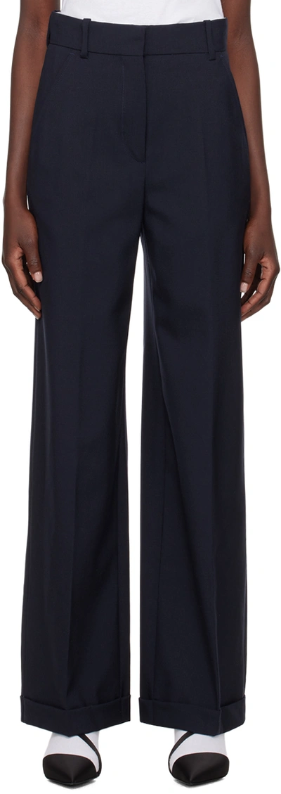 Shop Kenzo Navy  Paris Tailored Trousers In Midnight Blue