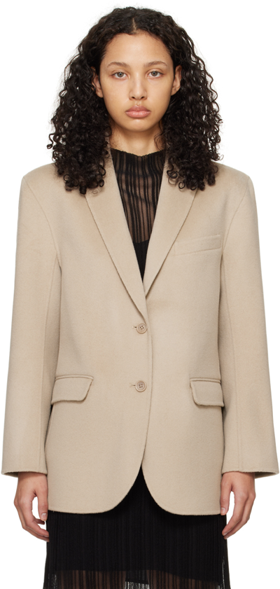 Shop Anine Bing Taupe Quinn Blazer In Oatmeal