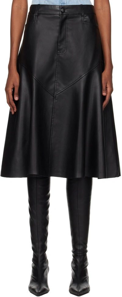 Shop Proenza Schouler Black  White Label Jesse Faux-leather Midi Skirt In 001 Black