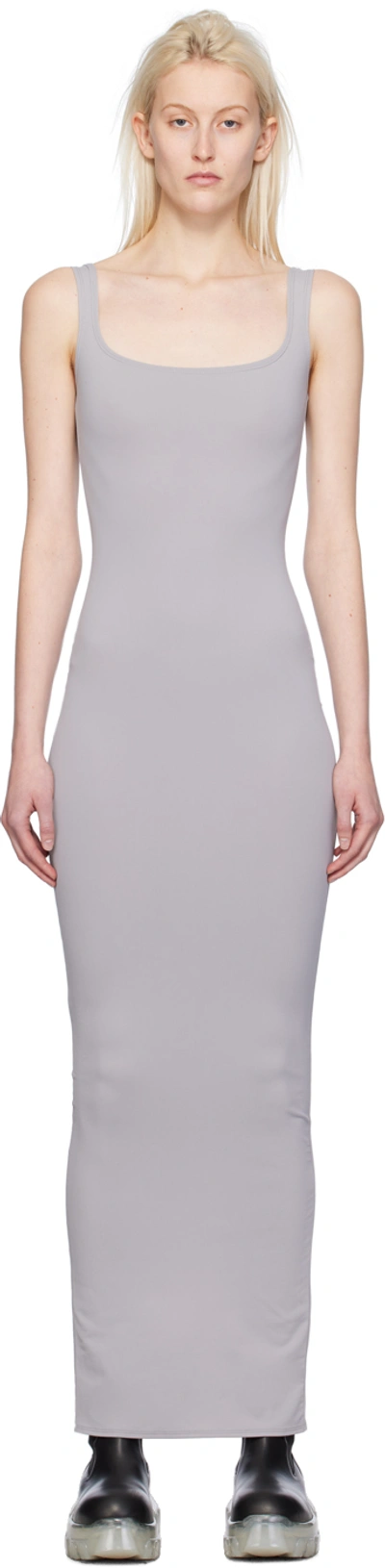 Shop Entire Studios Gray Square Neck Maxi Dress In Rhino